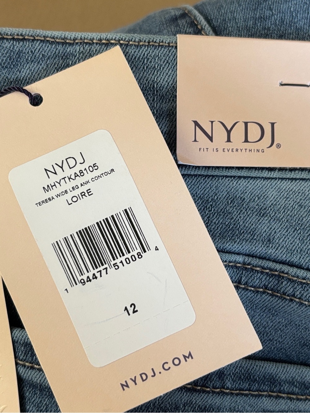 NYDJ Light Blue (Loire) Ankle Length Teresa Wide-Leg Jeans - NWT -size 12 - Picture 12 of 13